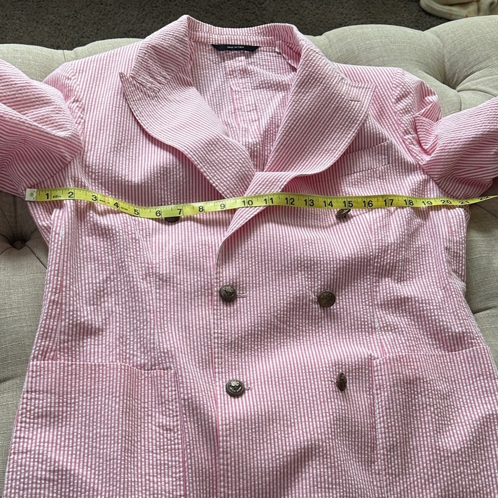 Phineas Cole Men's Pink Striped Double-Breasted Blazer - Picture 12 of 13
